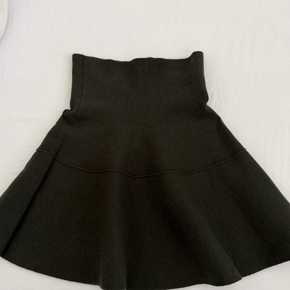 Zara Knit Forest Green A-Line Skirt size S